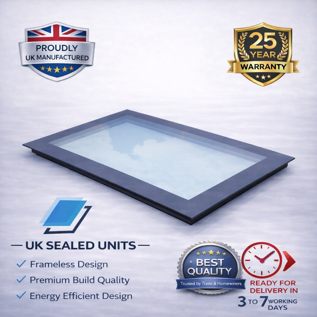 Double Glazed Flat Roof Skylight | Frameless Design